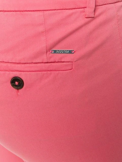 Shop Incotex Slim Flare Trousers - Pink & Purple