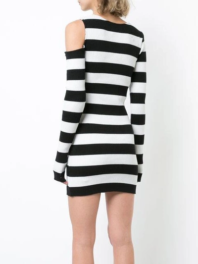 Shop Amiri Distressed Striped Dress - Black