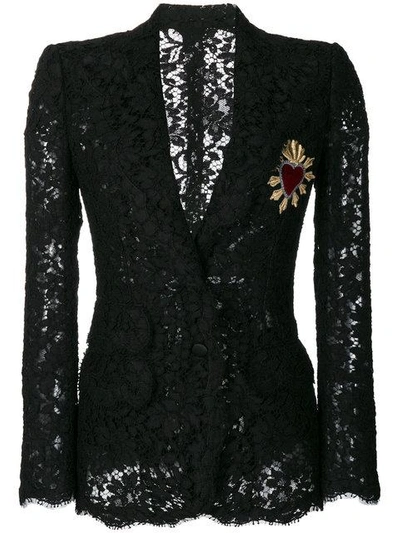 Shop Dolce & Gabbana Sacred Heart Lace Blazer In Black