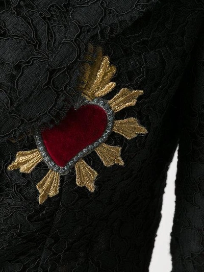 Shop Dolce & Gabbana Sacred Heart Lace Blazer In Black