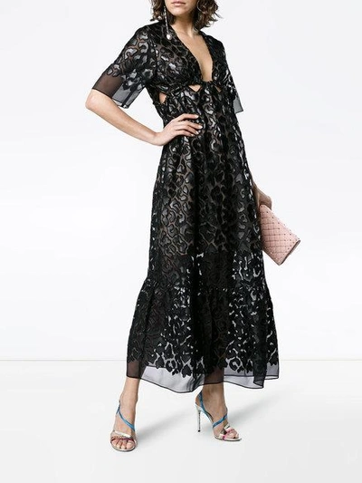 Shop Stella Mccartney Animalier Leopard Sheer Silk Maxi Dress In Black
