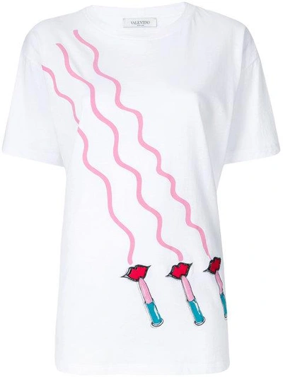 Shop Valentino Lipstick-print T-shirt In White