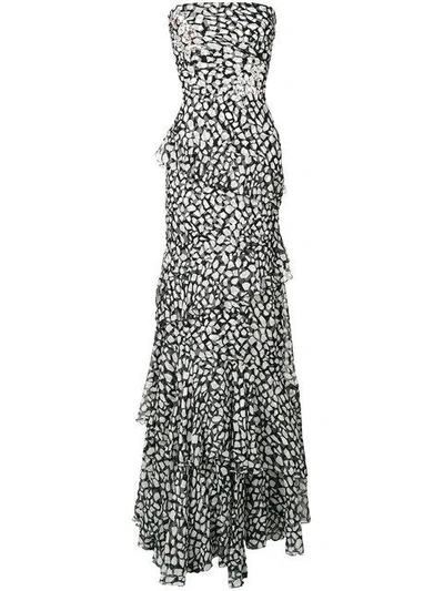 Swarovski crystal embellished patterned strapless dress