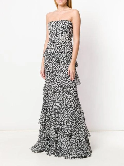 Alex Perry Swarovski Crystal Embellished Patterned Strapless Dress - Black  | ModeSens