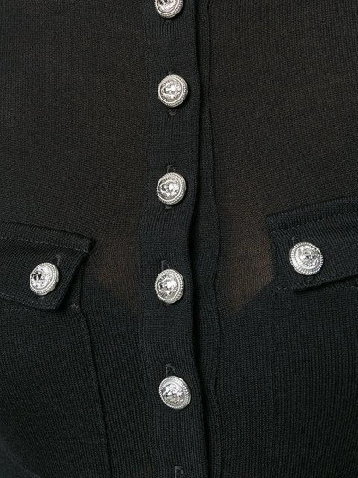 Shop Balmain Button Detail Jersey Top - Black