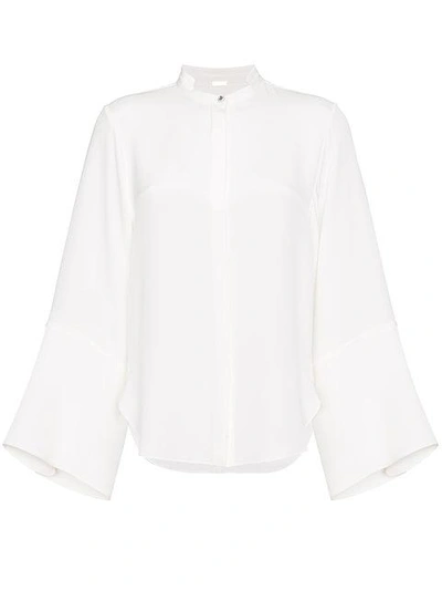 Shop Adam Lippes Buttoned Long Sleeve Silk Blouse