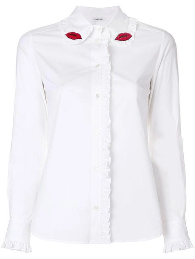 Shop P.a.r.o.s.h . Lips Beaded Shirt - White