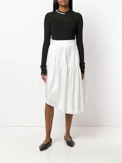 Shop Simone Rocha Frilled Midi Skirt In White