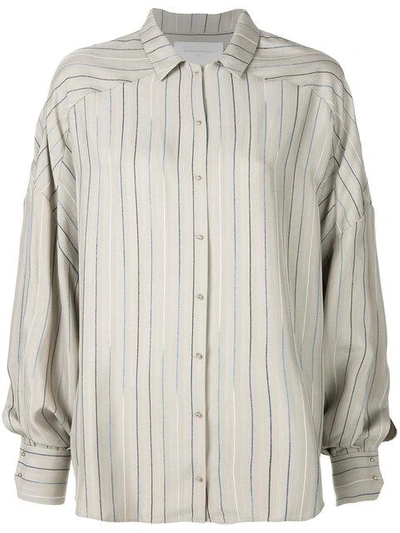Shop Esteban Cortazar Striped Pattern Loose Shirt In Neutrals