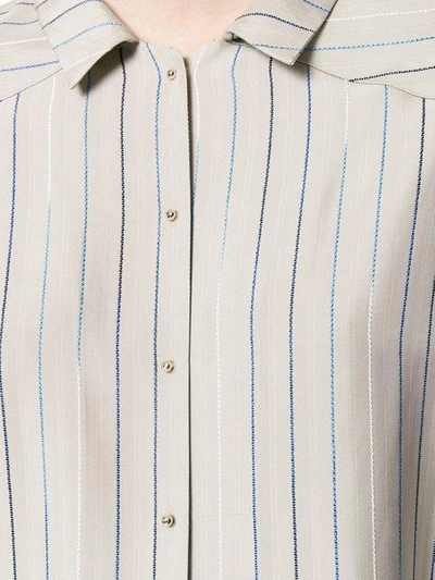 Shop Esteban Cortazar Striped Pattern Loose Shirt In Neutrals
