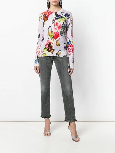 Shop Dolce & Gabbana Floral And Padlock Print Cardigan - Pink