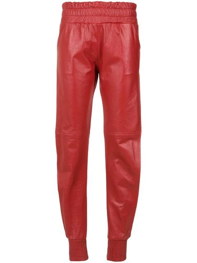 Shop Andrea Bogosian Side Slits Leather Trousers