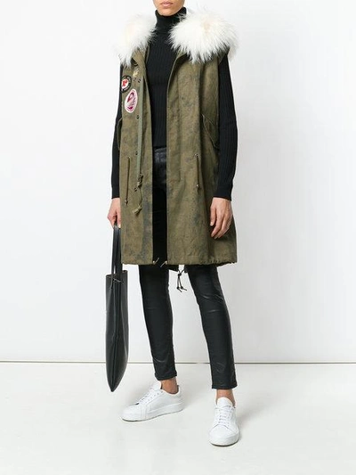 Shop Mr & Mrs Italy Sleeveless Patch Parka In Green