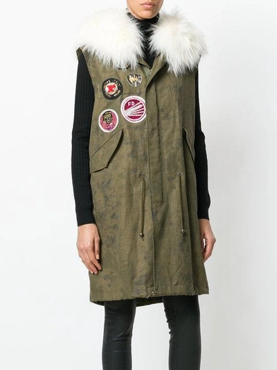 Shop Mr & Mrs Italy Sleeveless Patch Parka In Green