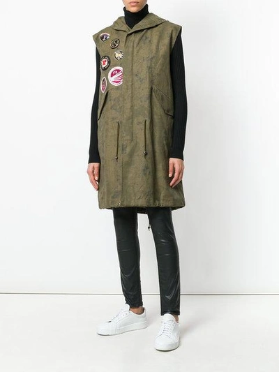 Shop Mr & Mrs Italy Sleeveless Patch Parka In Green