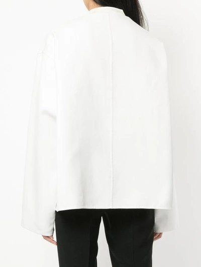 Shop Jil Sander Rope Detail Collarless Jacket In White