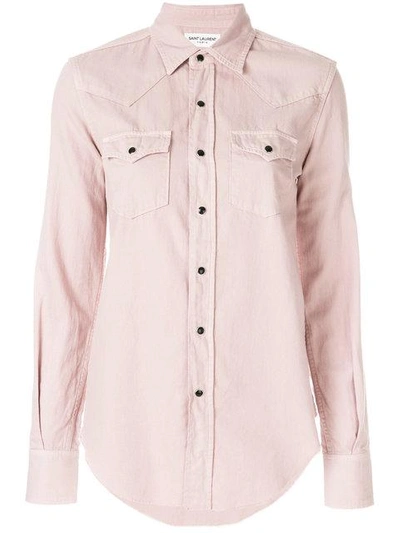 Shop Saint Laurent Hemd Mit Brusttaschen In Pink