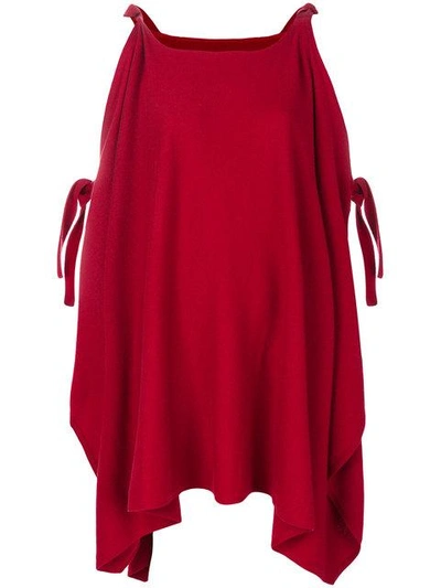 Shop Cashmere In Love Cashmere Cape With Bow Ties In Red