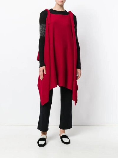 Shop Cashmere In Love Cashmere Cape With Bow Ties In Red