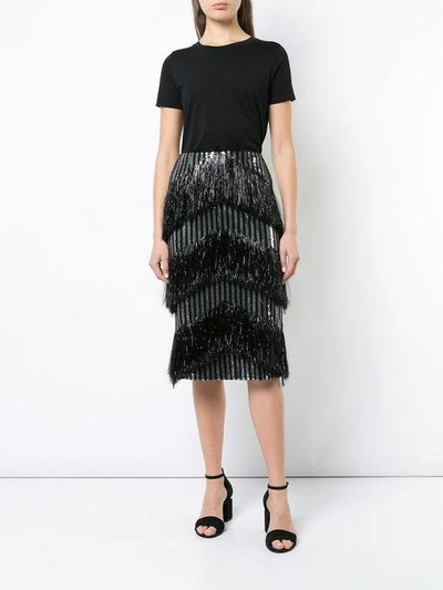 Shop Sally Lapointe Sequin Tasseled Pencil Skirt