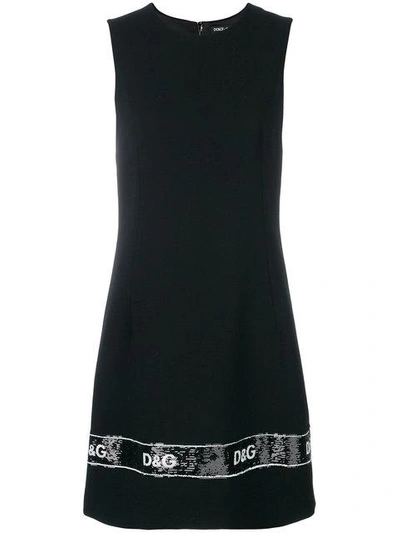 Shop Dolce & Gabbana Sequin Trim Dress In Black