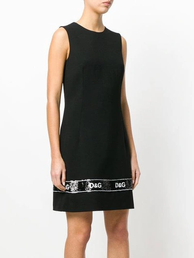 Shop Dolce & Gabbana Sequin Trim Dress In Black