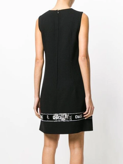 Shop Dolce & Gabbana Sequin Trim Dress In Black