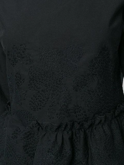 Shop Comme Des Garçons Comme Des Garçons Peplum Hem Floral Embroidered Top In Black