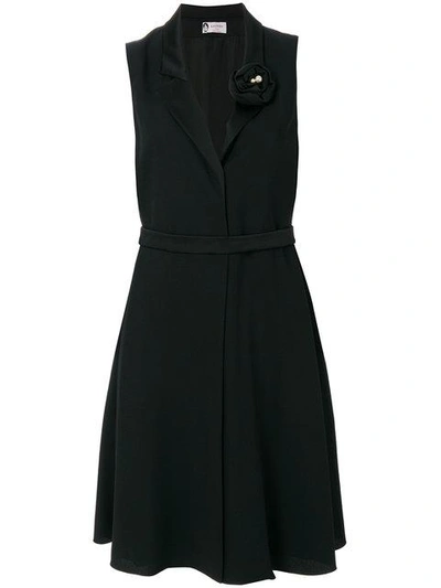 Shop Lanvin Rosette Detail Dress In Black