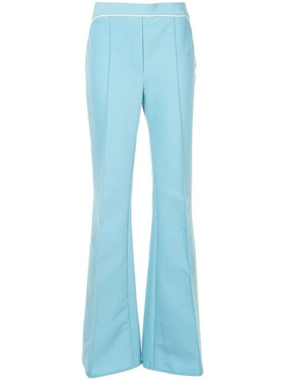 Shop Ellery Orlando Piped Bootleg Trousers In Blue