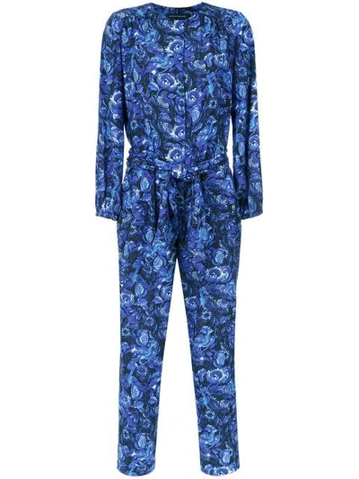 Shop Andrea Marques Belted Jumpsuit - Est Lisboa Azul