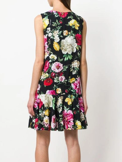 Shop Dolce & Gabbana Floral Print Mini Dress In Black