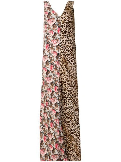 Shop Alberto Biani Split Print Maxi Dress In Multicolour