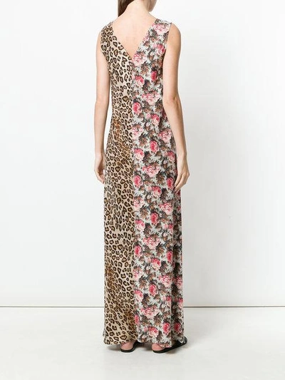 Shop Alberto Biani Split Print Maxi Dress In Multicolour