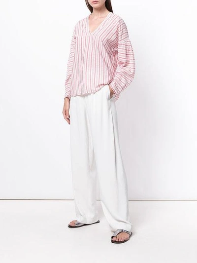 Shop Vince Striped Blouse In White