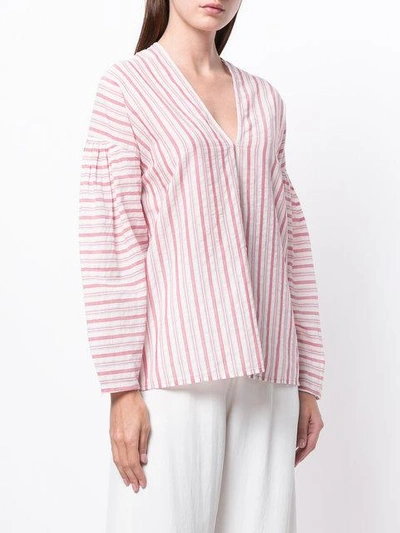 Shop Vince Striped Blouse In White