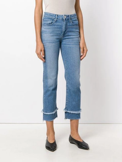 Shop 3x1 Cropped Frayed Detail Jeans In Blue