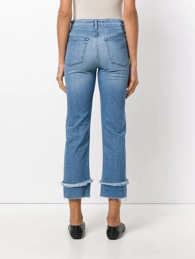 Shop 3x1 Cropped Frayed Detail Jeans In Blue