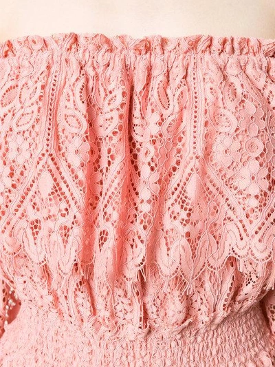 Shop Perseverance London Bardot Lace Dress In Pink