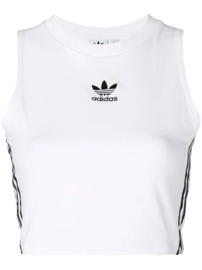 Adidas Originals Cropped Striped Stretch-cotton Jersey Tank In White ...