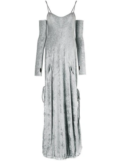 Shop Andrea Ya'aqov Glove Detail Dress In Grey