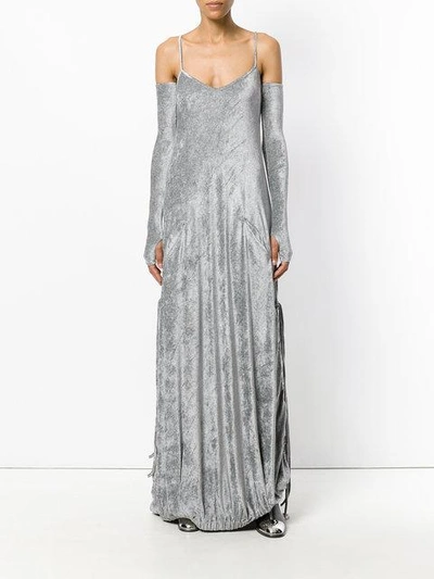 Shop Andrea Ya'aqov Glove Detail Dress In Grey