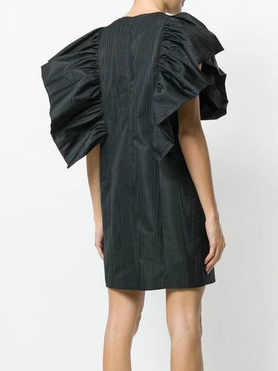 Shop Msgm Ruffle Sleeve Shift Dress - Black