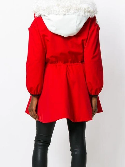 Shop Moncler Shearling Collar Jacket In Red