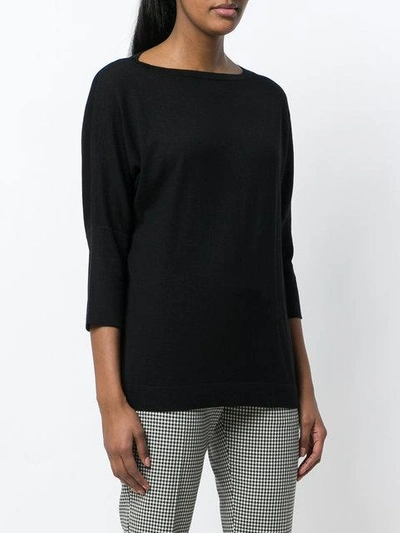 Shop Snobby Sheep Cropped Sleeves Jumper In Black