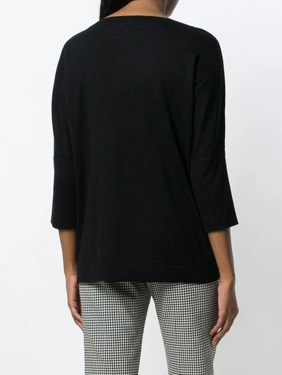 Shop Snobby Sheep Cropped Sleeves Jumper In Black