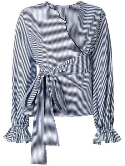Shop Vivetta Kari Striped Poplin Kimono Shirt In Blue