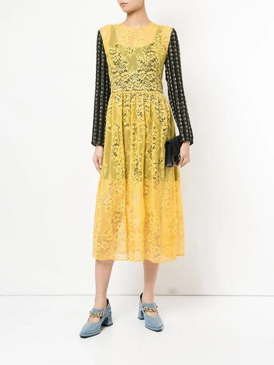 Shop Shrimps Juno Long Sleeve Dress In Yellow