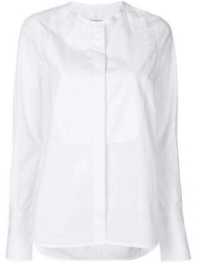 Shop Alberto Biani Collarless Long Sleeve Shirt In White