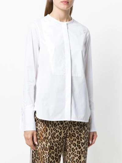 collarless long sleeve shirt